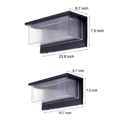 Rectangular Striped Acrylic Shade Waterproof Black Modern Solar Wall Lights