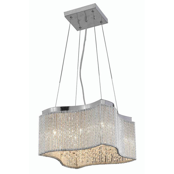 Influx Chrome Eight-Light Pendant with Elegant Cut Crystal