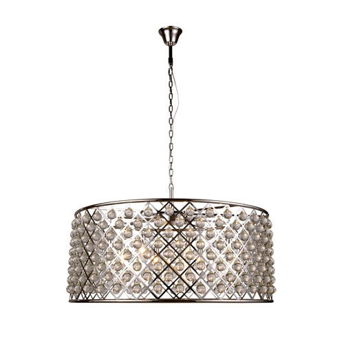 Madison Polished Nickel 10-Light Pendant with Smooth Clear Crystals