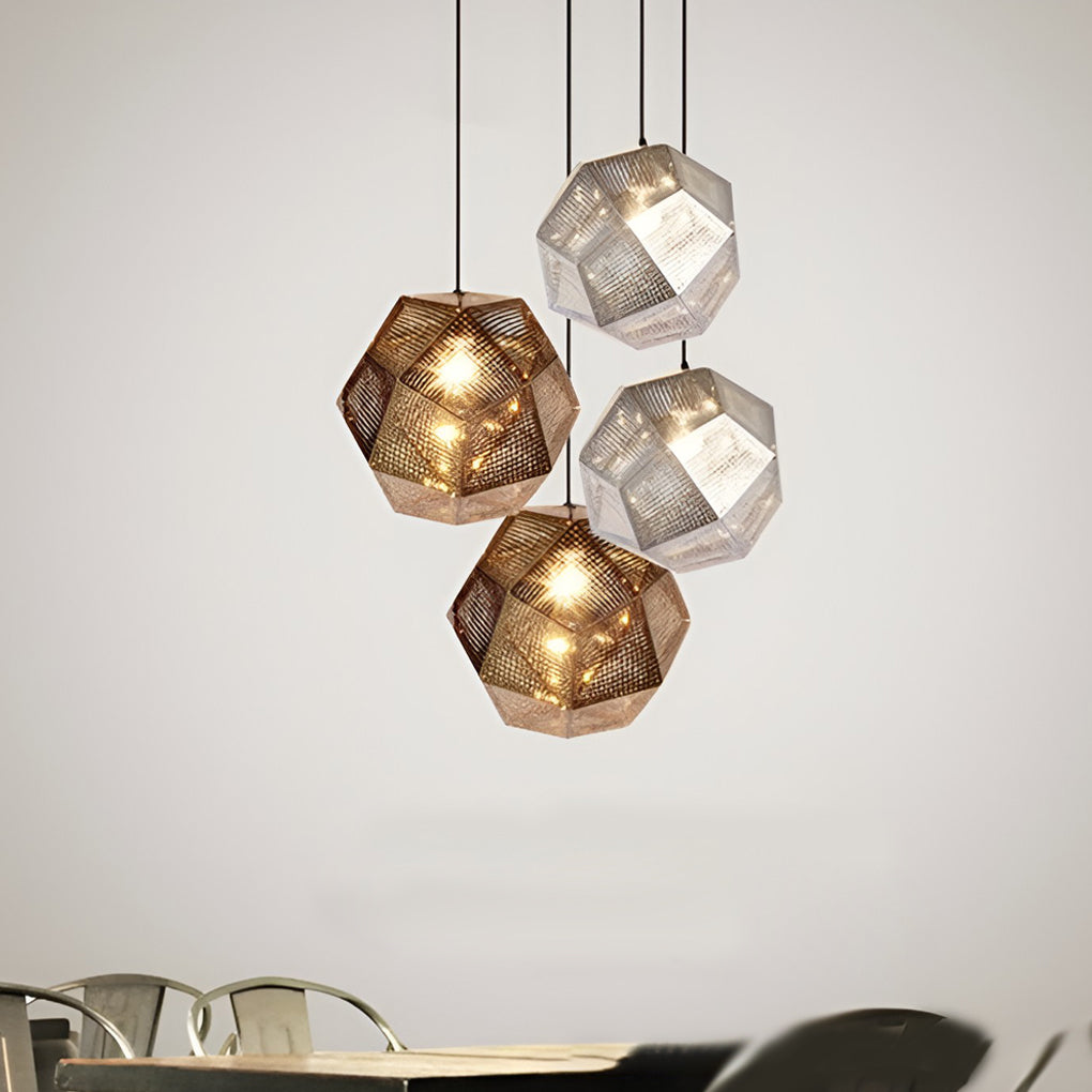 Geometric Round Electroplated Metal Postmodern Pendant Light Chandelier