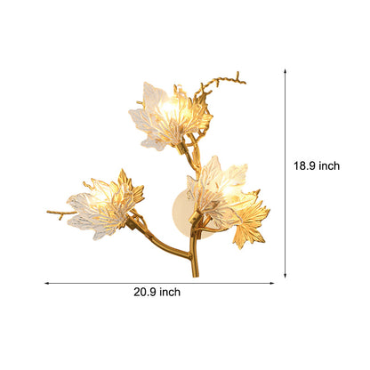 Maple Leaves Glass Three Step Dimming Artistic Luxury Postmodern Wall Lamp