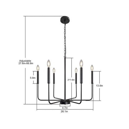 6 Lights Iron Candlestick Creative American Style Rustic Chandelier