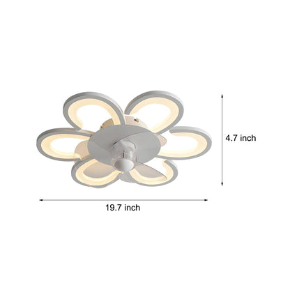 19.7 in. 6-Speed White Flush Mount Flower Ceiling Fan Light