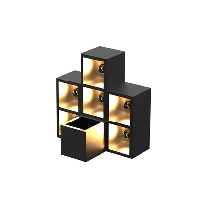 Waterproof Creative Square Combination LED Black Wall Lamp with Flowerpot