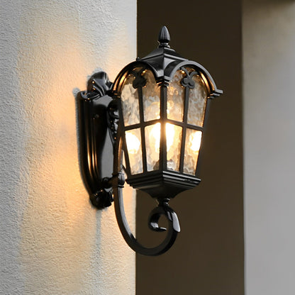 Vintage Glass Waterproof Black European-style Outdoor Wall Lamp Exterior Lights