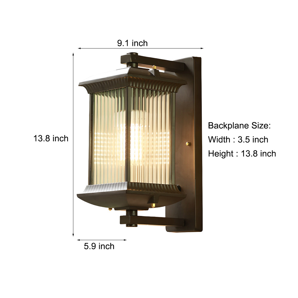 Outdoor Waterproof Creative Glass Shade Brown Retro Exterior Wall Lights