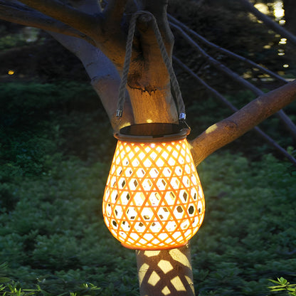 Portable Creative Bamboo Rattan LED Upgrade USB Solar Outdoor Lanterns