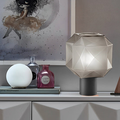 1-Light Cylinder and Cubo Smoke Glass Orb Modern Table Lamp