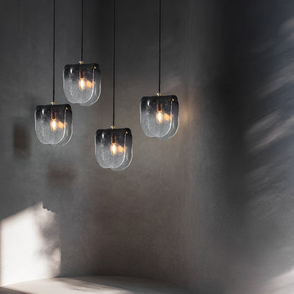 Gradient Smokey Gray Glass Post-Modern Small Chandelier Pendant Lights