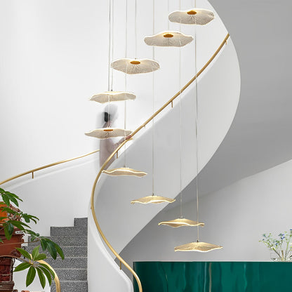 Small Acrylic Lotus Leaves LED Creative Modern Staircase Chandelier