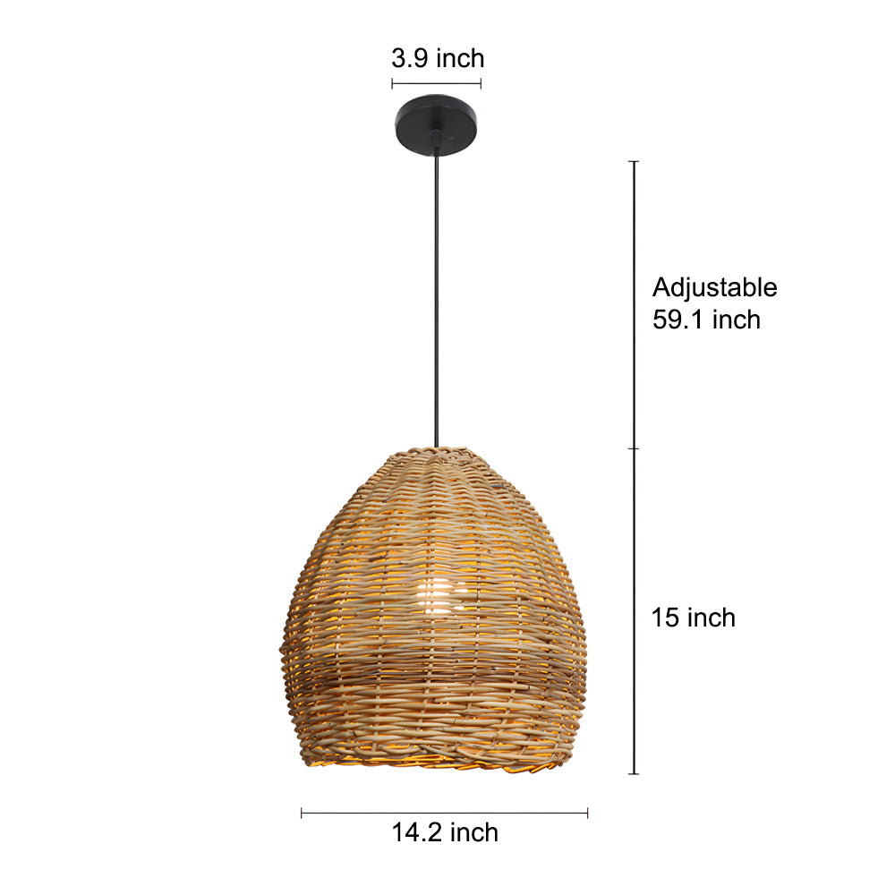 Handmade Leather Rattan Lampshade LED Wabi-Sabi Japanese Style Chandelier