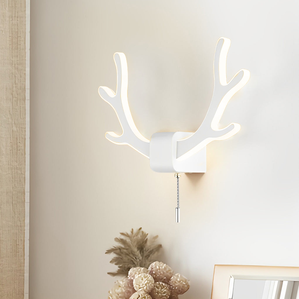 Creative Antlers Iron LED Nordic Wall Lamp Wall Light with Pull Switch