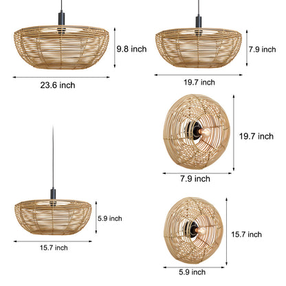 Round Woven Minimalist Wabi-Sabi Modern Hanging Ceiling Lights Wall Lamp