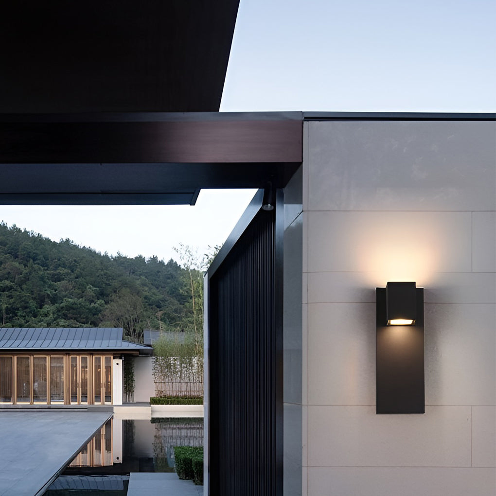 Square Waterproof LED Up and Down Lights Modern Outdoor Wall Lamp Wall Sconce Lighting