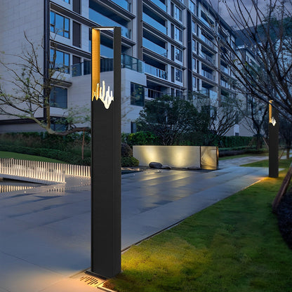 Rectangular Glass Mountain Scenery Black Modern Outdoor Pathway Lights