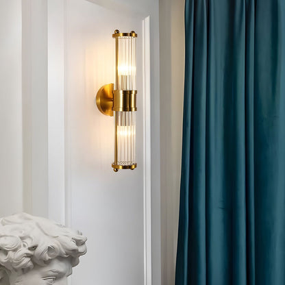 1/2-light Modern Chrome/Gold Wall Sconce with Cylinder Clear Glass Shade