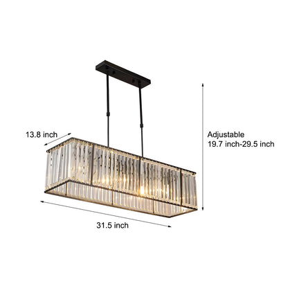 4-Light Dimmable Kitchen Island Crystal Rectangle Chandelier