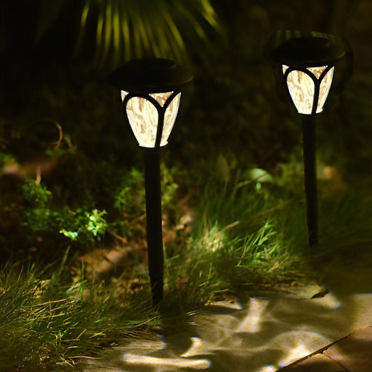 2PCS Waterproof Glass Lampshade LED Intelligent Black Solar Lawn Lamp