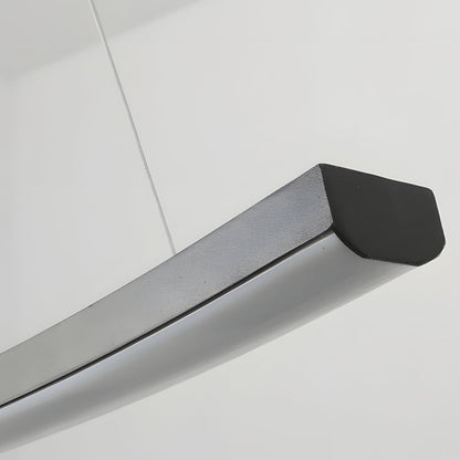 Modern LED Linear Arcing Pendant Lighting: Matte Black Fixture for Dining Room & Kitchen Island