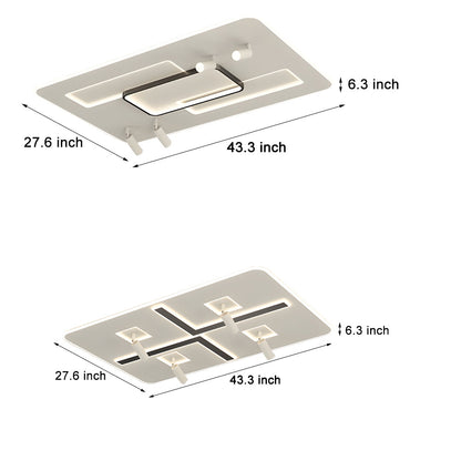 Ultra-Thin Rectangular 3 Step Dimming Modern Ceiling Lights with Spotlights