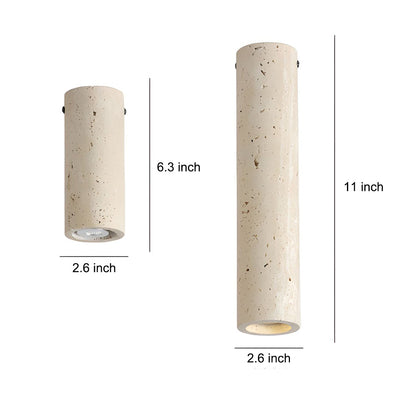 1-Light Modern Yellow Travertine Long Tube Ceiling Lamp for Hallway, Entrance