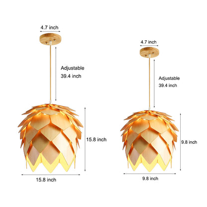 Creative Wood Pine Cones LED Japanese Style Chandelier Pendant Lights