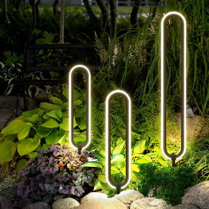 Minimalist Long Oval Ring Led Waterproof Black Modern Solar Lights Outdoor