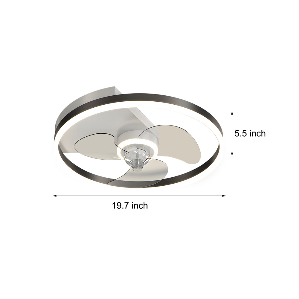 Simple Round Silent LED Three Step Dimming Modern Flush Mount Ceiling Fans