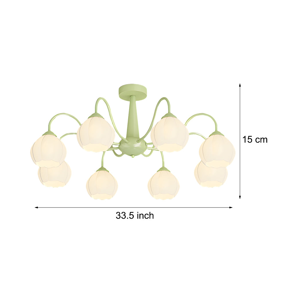 8 Round Flowers Bell Orchid Three Step Dimming Modern Ceiling Lights Fixture