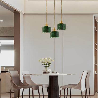 Creative Personality LED Copper Glass Green Retro Nordic Pendant Lights