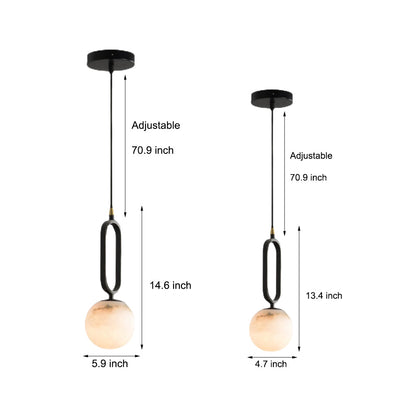 Round Marble Ball Natural Texture Copper Black Modern Small Pendant Lights