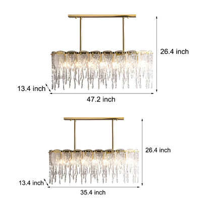 7/10-Light Luxury Glass Decor Icicles Droplet Crystal Chandelier, 3-Step Dimming