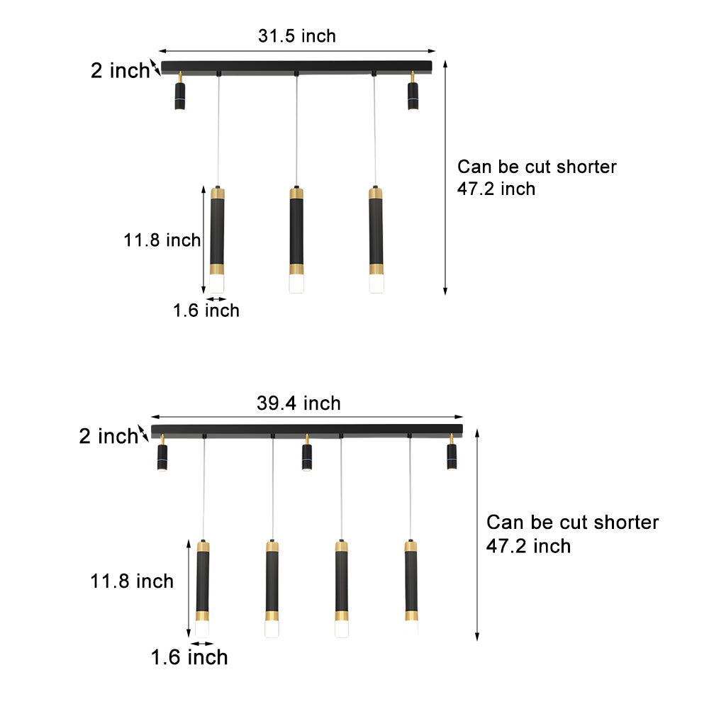 Minimalist Linear Strip 3 Step Dimming Modern Dining Chandelier Spotlight