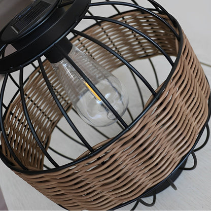 Rattan Decor Cage Shape Waterproof Intelligent Outdoor Solar Lanterns