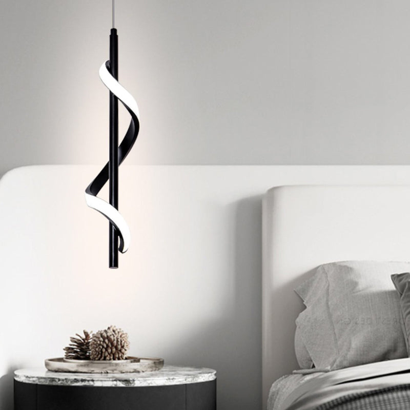 Spiral Strips Three Step Dimming LED Black Modern Wall Lamp Pendant Lights