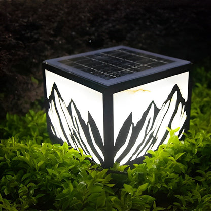 Outdoor Waterproof LED Mountain Scenery Black Solar Fence Post Lights