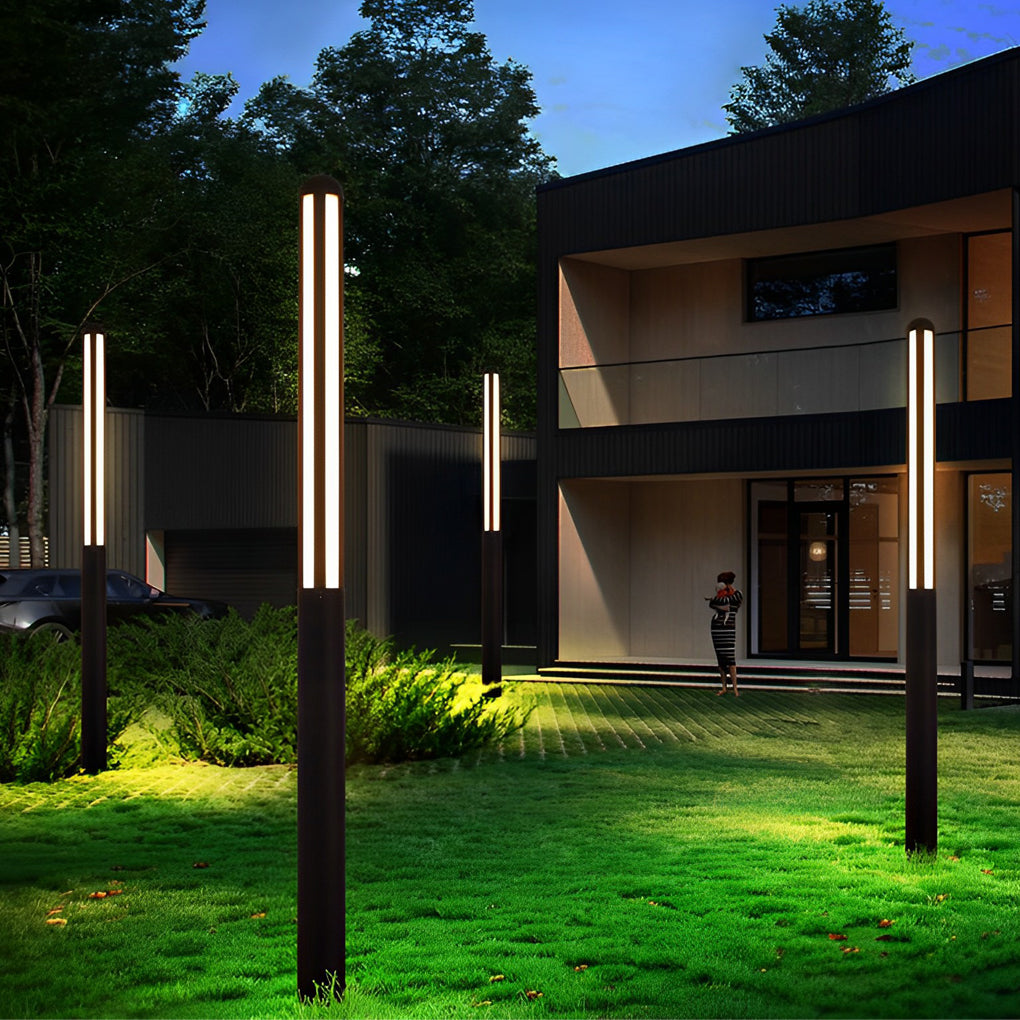 Minimalist Waterproof LED Black Modern Residential Outdoor Pole Lights Yard Lighting