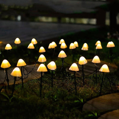 Outdoor Mini Mushroom RGB Solar 16.40 ft String Lights