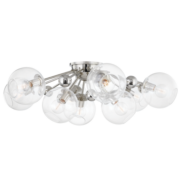 Semi-Flush Mount, 9-Light, Polished Nickel, 41.75"W (8042-PN A8H7Y)