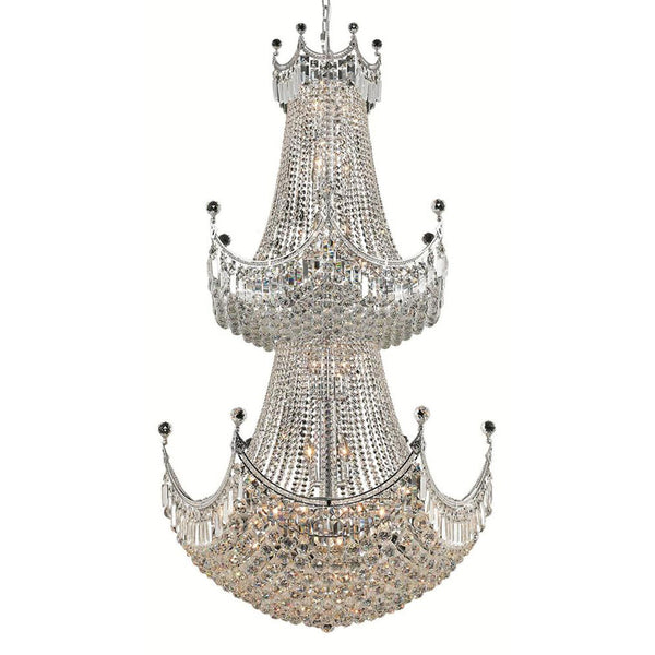 Corona Chrome Thirty-Six Light 36-Inch Two-Tier Chandelier with Royal Cut Clear Crystal