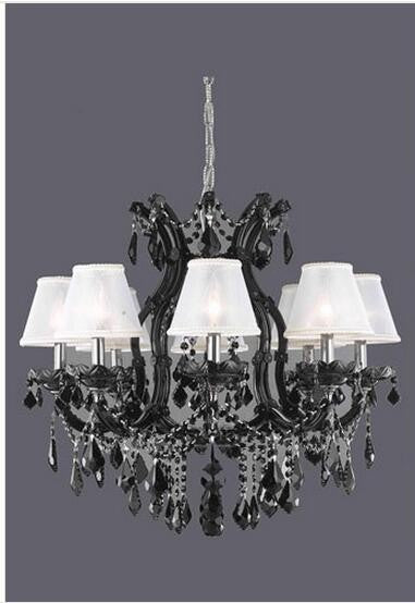 Black Nine-Light Chandelier with Jet Black Royal Cut Crystal