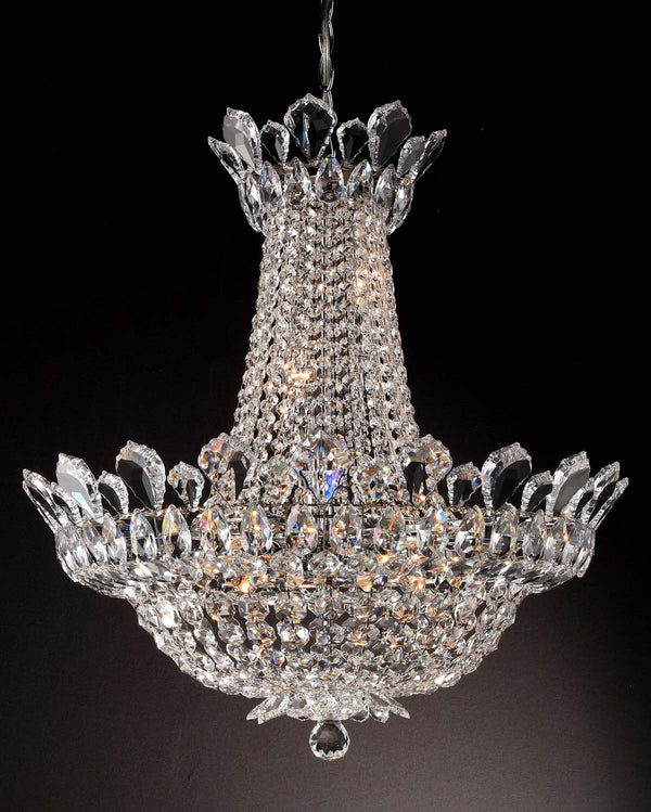 12 lights crystal chandelier in polished chrome finish