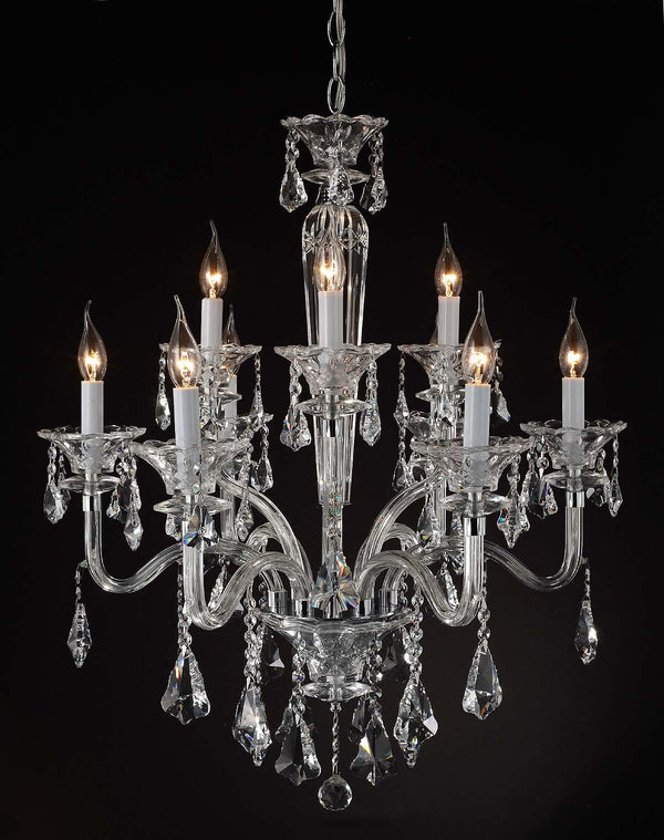 polished chrome 9 Lights Bohemian Crystal chandelier