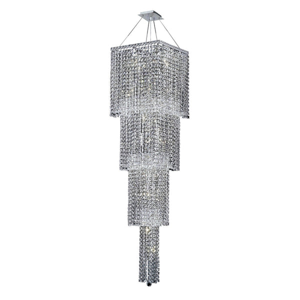 Maxim Chrome Eighteen-Light 18-Inch Four-Tier Square Pendant with Royal Cut Clear Crystal