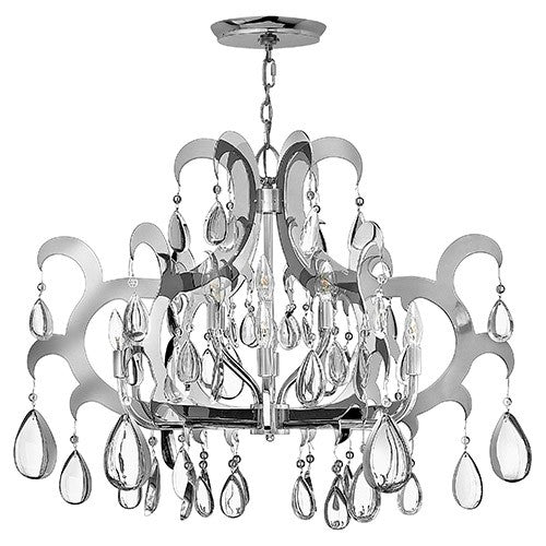 Polished Stainless Steel Twelve-Light Chandelier