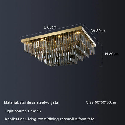 Gio Smoke Grey Crystal Ceiling Chandelier