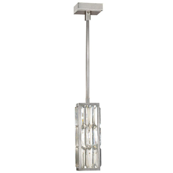 Pendant, Square, 1-Light, Silver Leaf, Multi-faceted  Panels, 5"W (811540ST DD24)