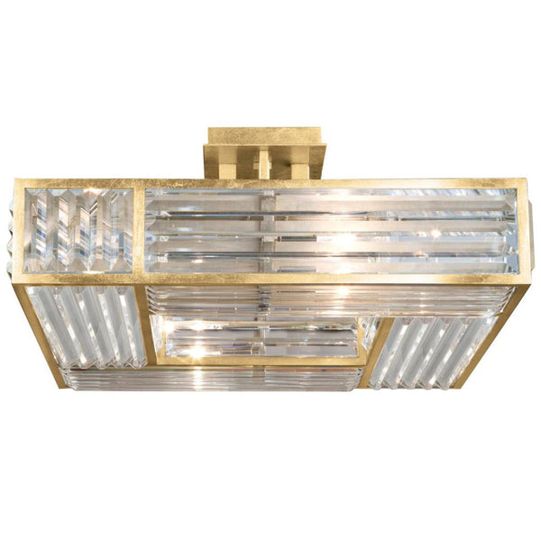 Semi-Flush Mount, Square, 4-Light, Gold Leaf, Multi-faceted  Panels, 25"W (811640-2ST GJMC)