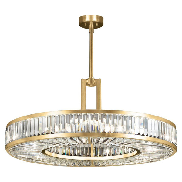 Pendant, Round, 8-Light, Gold Leaf, Multi-faceted  Panels, 37"W (812040-2ST GJME)