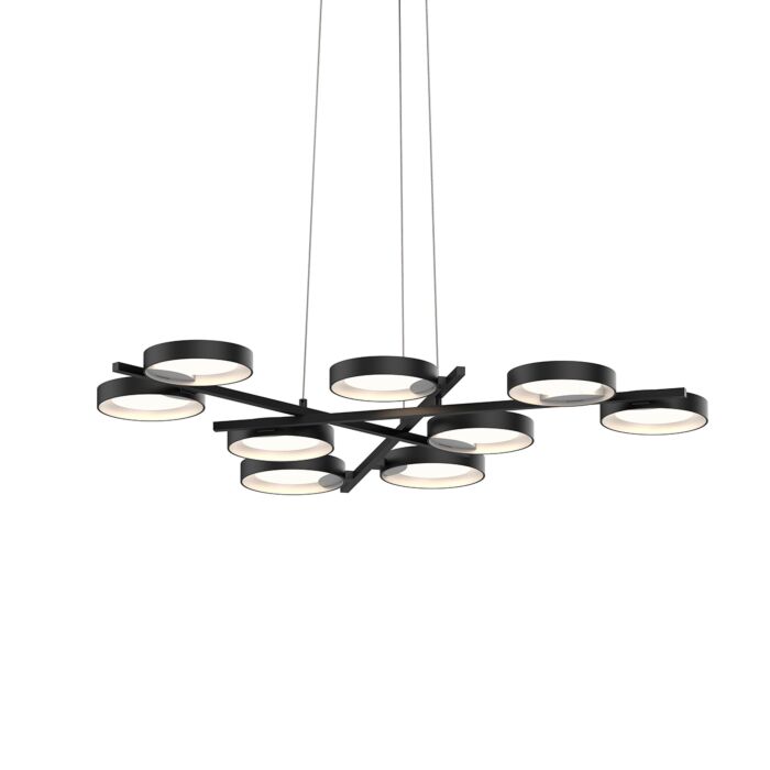 Light Guide Ring 9-Light LED Pendant in Satin Black